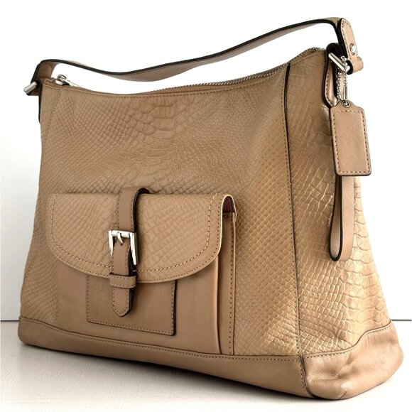 Coach F31283 Charlie Python Leather Hobo Tote Shoulder Handbag MSRP $498 - Picture 2 of 15